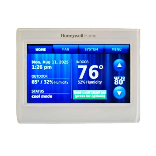 Honeywell TH9320WF5003 Wi-Fi 9000 Color Touch Screen Programmable Thermostat 3.5 x 4.5 Inch White Requires C Wire (Renewed)