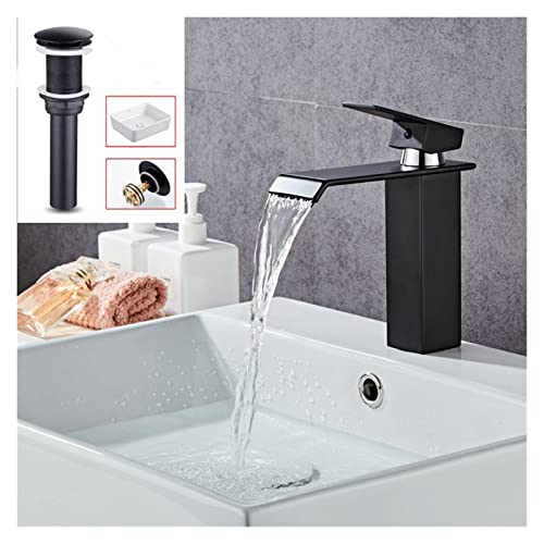 Robinet de bassin en laiton massif mitigeur eau chaude et froide pour salle de bain avec bonde
