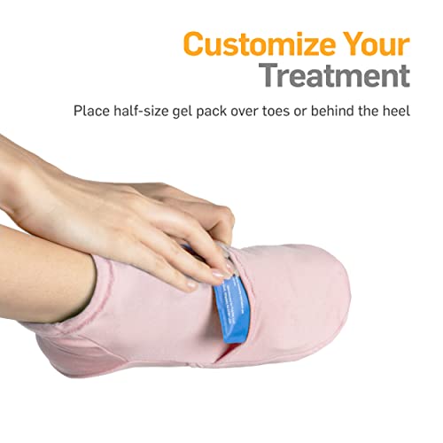 Image of NatraCure Pink Cold Therapy Socks - Reusable Gel Ice Frozen Slippers for Feet, Arthritis, Neuropathy, Plantar Fasciitis, Post Partum Foot - Size: Large