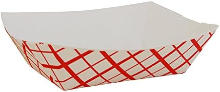 Southern Champion Paperboard Check Food Tray, 1 lb. Capacity, Red (Pack of 100)