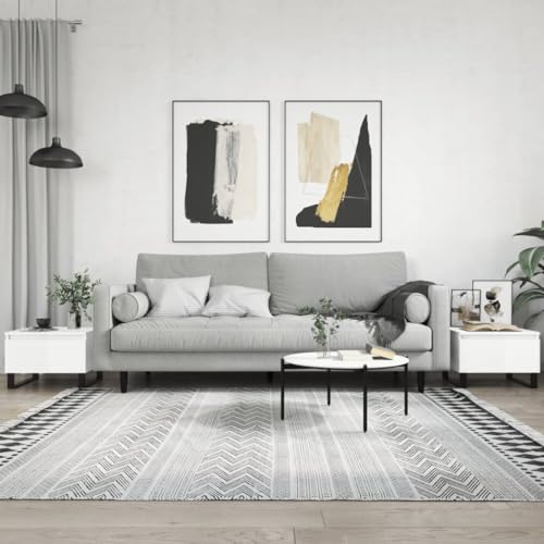 BOWEKAM Home & Garden-Mesas de café 2 piezas de alto brillo blanco 50 x 46 x 35 cm madera muebles elección