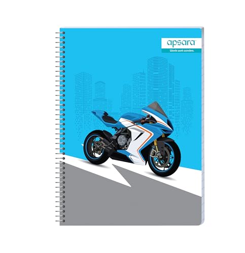 Image of Apsara 5 Subject Spiral Notebook, 252 Pages, Pack of 1, Single Line, 60 GSM - 24 cm x 18 cm, Soft Cover Notebook for School, College Students, Exam Preparation & Professionals, Design May Vary