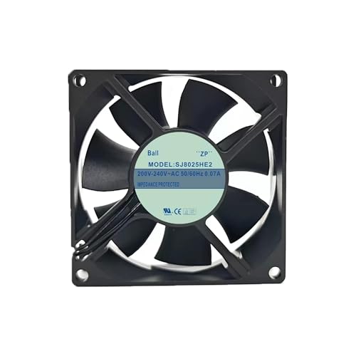 Hyyudiut Ventilador de refrigeración SJ8025HE2 200 V-240 V 0,07 A 8 cm 8025 80 x 80 x 25 mm 2 Hilos