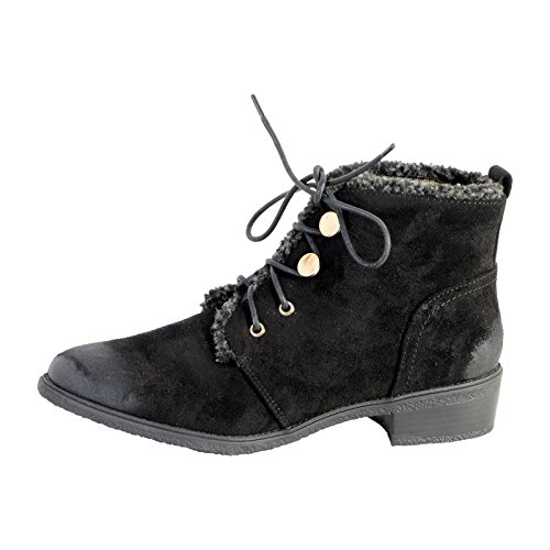 Bottine lacet The Divine Factory noir chaussure montante à talon carré