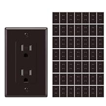 KULED Decorator Receptacle, 15A 125V Standard Electrical Wall Outlet, Tamper Resistant, Grounding UL Listed 50, Brown, 15A Outlet with wallplates