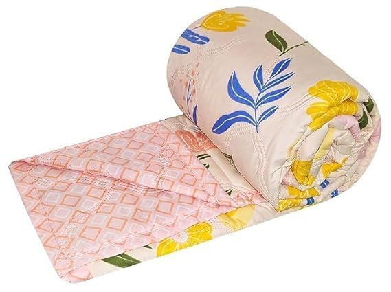 MISHIKA Premium Cotton Printed Dohar/AC Blanket for Single Bed/Double Bed Size|Ultrasoft & Lightweight Floral Comforter | Reversible All-Season Dohar Blanket (Pink, Single)-image-44