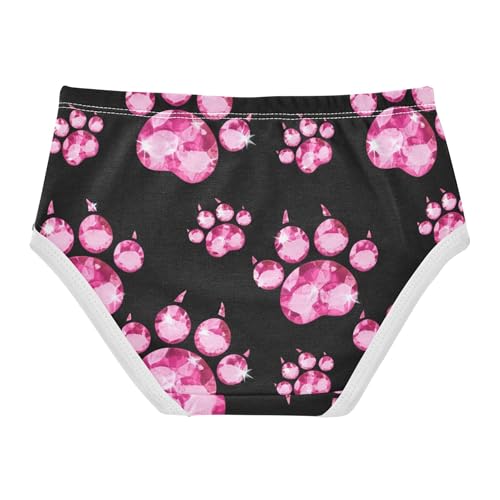 Cotton Toddler Underwear Floral Pink Crystal Gem Paw Prints Black Panties Little Girl Designer Briefs Undies Kids 2t2
