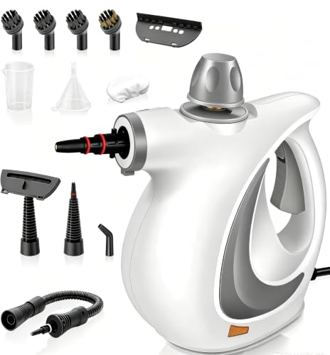 Image of Pressurized Handheld Steam Cleaner for home with 12pcs Accessories&Safety Lock - Multi-Surface Natural Deep Steamer for Cleaning Car, Furniture, Floor, Upholstery, Tile, Grout, Windows