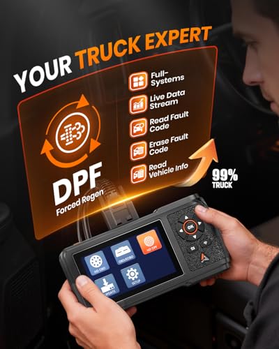 Image of ANCEL HD431 Heavy Duty Truck Scanner, DPF Regen & Forced Reset for Paccar & Detroit Engines, Full System Diagnostics Diesel Code Reader, Professional OBD2 /HDOBD Mechanic Tool for Commercial Vehicles