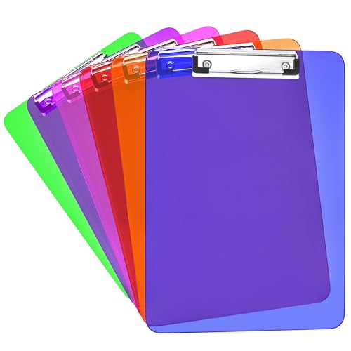 Kiggos 6CL 6 Pack Plastic Clipboards Colored Transparent Clear Clip Boards cover