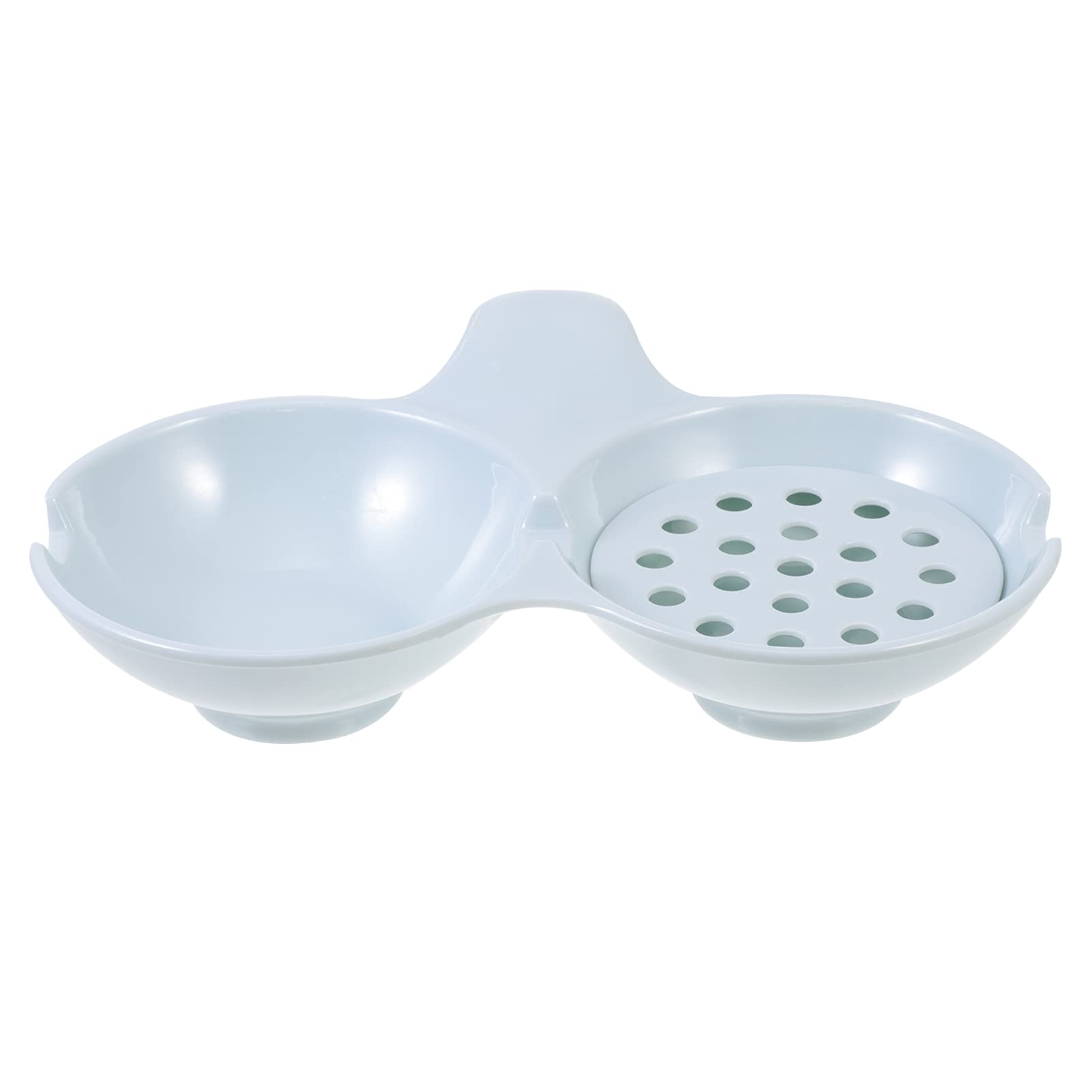 Hemoton Jewelry Tray Dual Sauce Dish Small Dish Set Bowls Mini Dipping Sauce Bowls Saucers Ramekins Plate Tasting Seasoning Vinegar Sushi Salad Soy Sauce Wasabi Oil Blue Cookies Tray