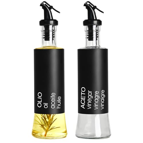 Dc Casa 2 Oliera Salvagoccia,Bottiglia per Olio Dedicata Alla Friggitrice ad Aria, 350ml Oliera Adatta all'uso in Cucina, per Barbecue e Insalate(Nero)