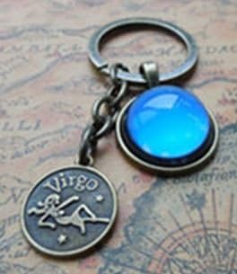 Amazon 品 12星座 守護星 惑星 ガラス玉 モチーフ付き キーホルダー おとめ座 水星 キーホルダー 通販
