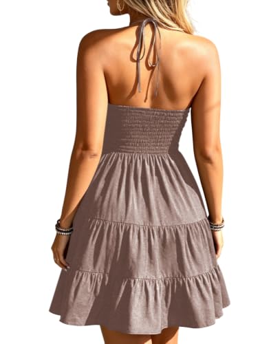 Image of SOLY HUX Women's Summer Mini Dress Halter Backless Flowy Cami Sundress