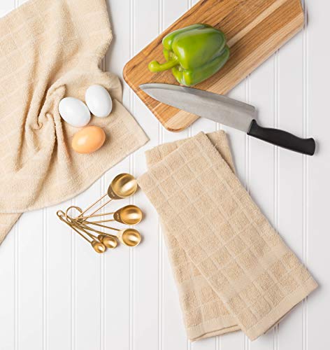 Dii Basic Terry Collection Windowpane Dishtowel Set, 16X26, Pebble Solid, 4 Piece #TOP4