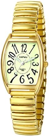 JewelryWe Women's Elastic Watch Easy Reader Analog Quartz Stretch Band Wristwatch for Valentine's Day