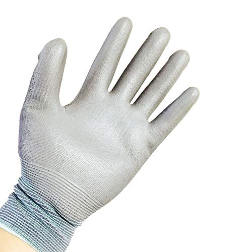 Hy-weld Gloves Cut Resistant Palm Coating Gray 13 Gauge Nylon Machine Knit Polyurethane (144 pairs, Large)