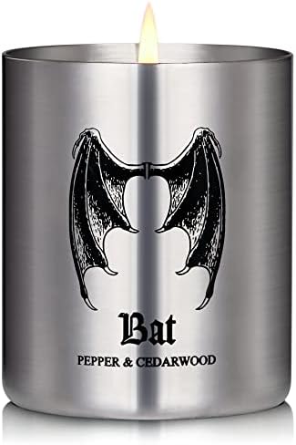 MASPRIV Gothic Scented Candle for Men - Rich Manly Scents, 50+ Hours Burn Time, Stainless Steel Tin with Popular Designs. Ideal Gift for Him(Pepper & Cedarwood)