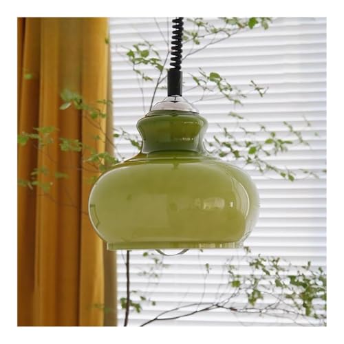 Lampe suspendue en verre vert de 28 cm pour éclairage chambre et balcon