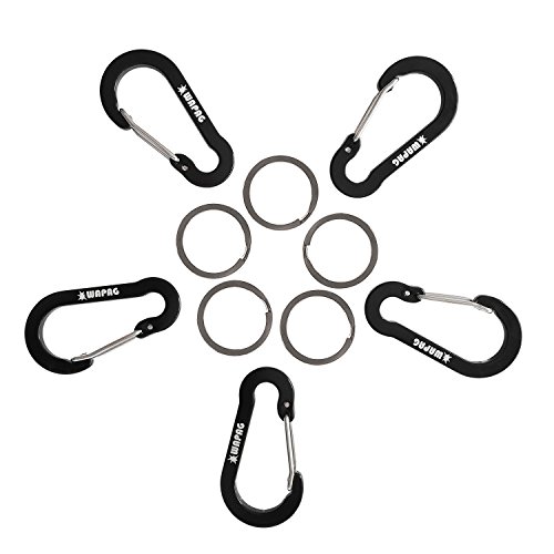 WAPAG Small Carabiner Clip, 2 inch Carabiner, Aluminum Mini Carabiner for Keys, Small Items, Daily Life, Camping, Hiking, Running (Black.)
