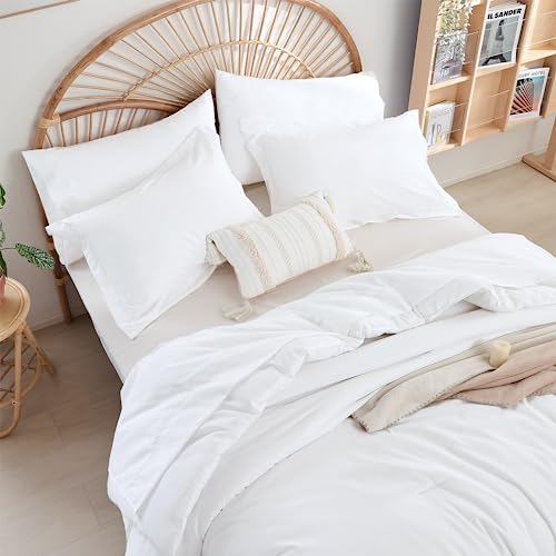Image of weigelia White Full Comforter Set with Sheets - 7 Pieces Bed in a Bag Full
