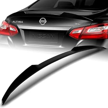 W-Power ABS Plastic V-Style Rear Trunk Lid Spoiler Wing Compatible with 2016-2018 Nissan Altima Sedan, 2017 Pearl Black