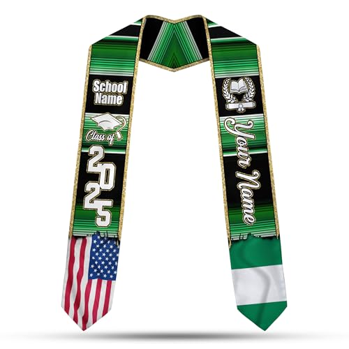 MonkeyVan Nigerians Graduation Sash Custom Nigerians American Flag Graduation Sash 2025 Nigeria Graduation Stole Class of 2025 Ng10