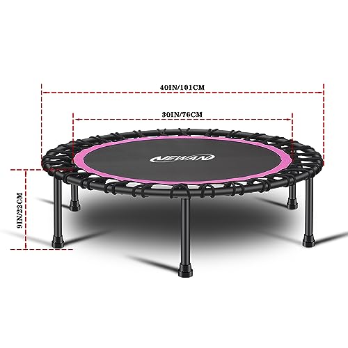 Image of Newan 40 inch-48 inch Silent Mini Trampoline Fitness Trampoline Bungee Rebounder Jumping Cardio Trainer Workout for Adults-Max Limit 330lbs