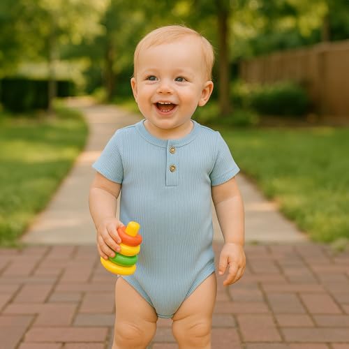 ROMPERINBOX Bamboo Onsies Baby Boy Short Sleeve 3 Pack Baby Bodysuit for Newborn Infant 0-24 Months, Viscose from Bamboo3