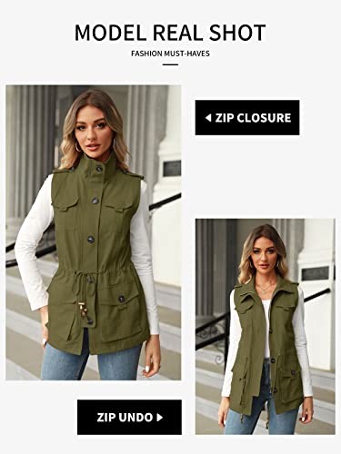 Koodred C4G907JL1L Women'S Casual Military Utility Vest Lightweight Sleeveless Drawstring Jackets thumb #4