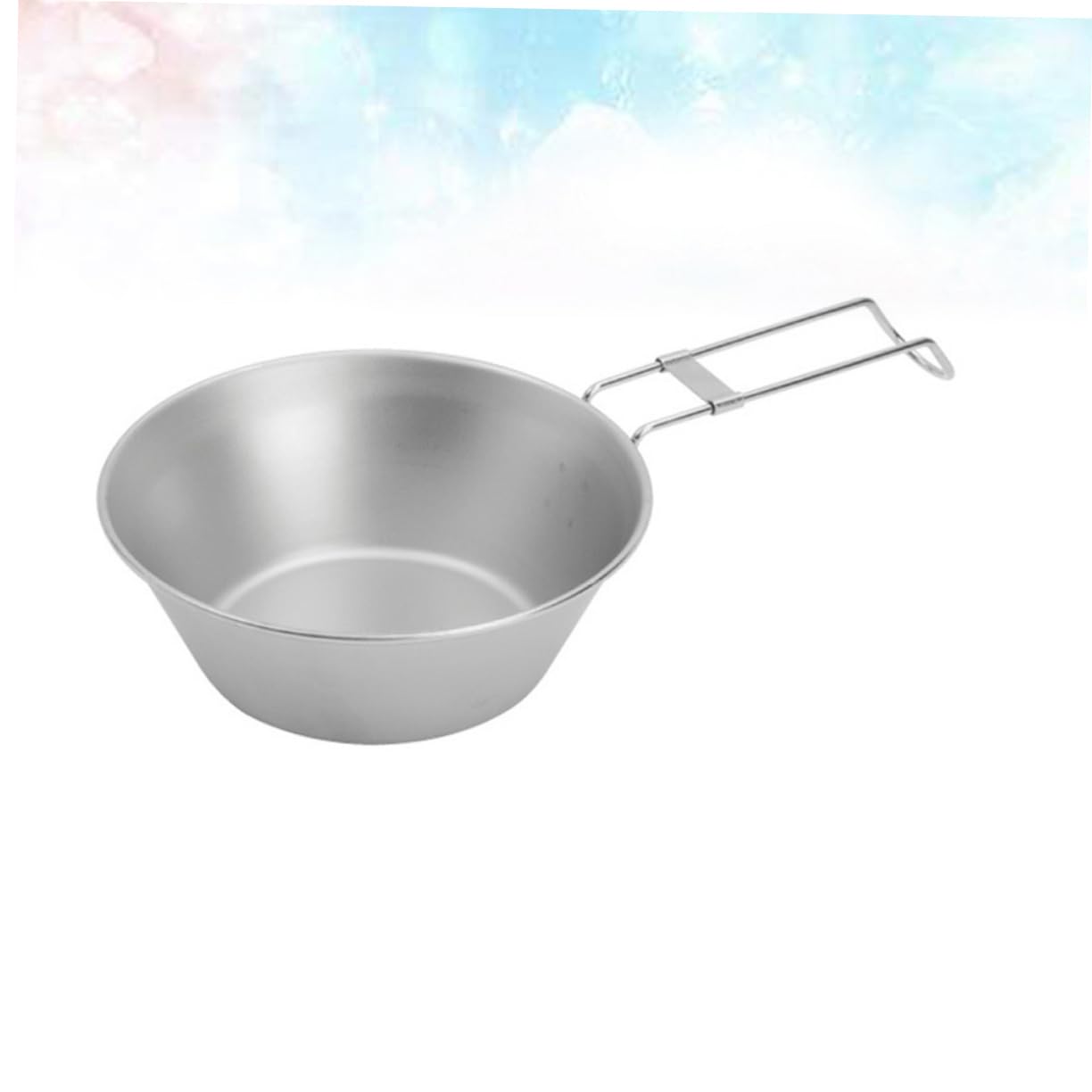 GOOHOCHY 1pc Folding Camping Bowl with Handle Collapsible Stainless Steel Bowl for Outdoor Hiking Picnic