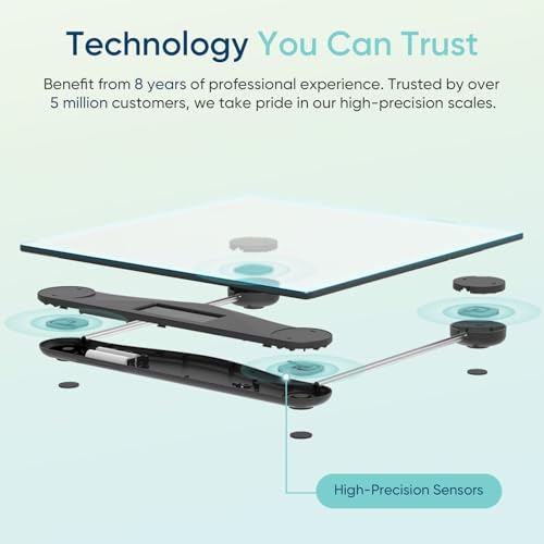 Etekcity Digital Body Weight Bathroom Scale, Large Blue LCD Backlight Display, High Precision Measurements,6mm Tempered Glass, 400 Pounds