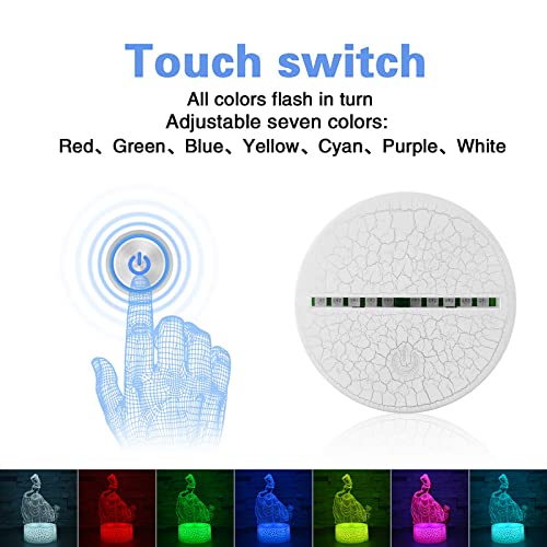 Image of i-CHONY Princess Gift Night Light for Girls, 3D Illusion Lamp with Remote & Smart Touch, 16 Colors Dimmable Bedroom Decorations, Kids Teens Birthday Gift