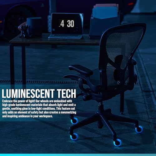 STEALTHO Office Chair Wheels Replacement for Hardwood Floors & Carpet – Set of 5 Patented Heavy Duty Casters, Japanese Steel Body, Smooth & Quiet Rolling, Universal Fit 7/16" x7/8" (Not IKEA)