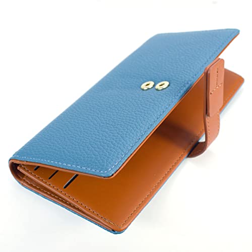 Wallets For Women Card Holder Colorful Leather Long Slim Billfold Mini Coin Purse Thin Large Zip Clutch Handbag For Girls Ladies (Blue-Brown) #TOP1