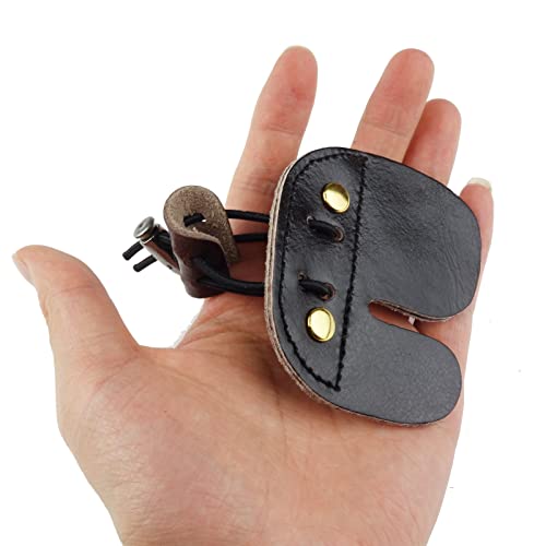 Miokun 2 Pack Leather Archery Finger Tabs, Adjustable Finger Guard Protective Gear,Right Hand #TOP2