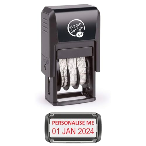 Image of 4850 Personalised Changeable Self Inking Date Stamp - Red Inkpad