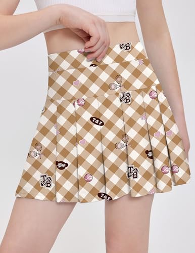 Image of Arshiner Girl's Tennis Skirts with Shorts Athletic Pleated Skirt Workout Performance Skorts with Pockets for Kids 4-13Y