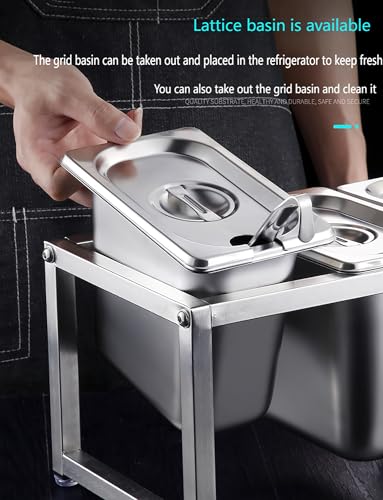 Dispensador de condimentos de acero inoxidable con soporte integrado para salsas, especias, almacenamiento duradero de cocina para restaurantes, bares, catering