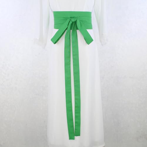 Cotton Linen Obi Belt for Women Lengthened Lace-Up Wrap Waist Wide Cinch for Dress Self Knot Tie Waistband Belts3