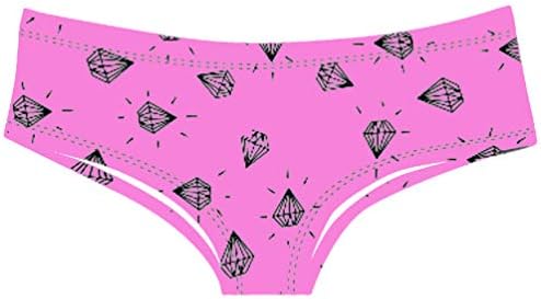 Women's low waist underwear pattern printed stretch hip bikini briefs G-string pants cute and sexy(Small/medium)