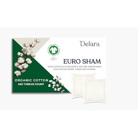 Delara 100% Organic Cotton Euro Sham Set Cover