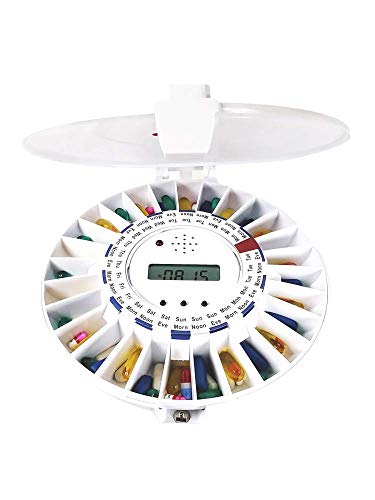 Med-E-Lert™ Premium Locking Automatic Pill Dispenser with Clear & Solid White Lids