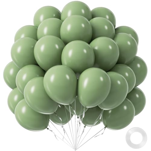 Image of Sage Green Balloons 12 inch, Light Pastel Green Latex 50pcs Party Balloons | Wedding, Bridal Shower, Baby Shower, Birthday Party Decorations