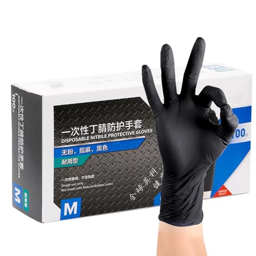 Guantes De Látex - Guantes Industriales De Nitrilo,Guantes De Nitrilo | Guantes De Nitrilo De Alimentario, Guantes De Látex Negro 100X De Nitrilo Para Cocina, Hogar Y Limpieza