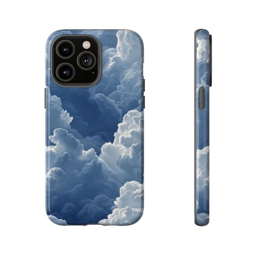 Coque iPhone 14 Pro Max nuage bleu 3D antichoc et brillante