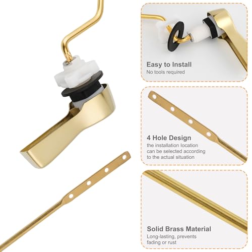 Image of Hibbent Universal Metal Side Mount Toilet Handle Kit, Shiny Gold