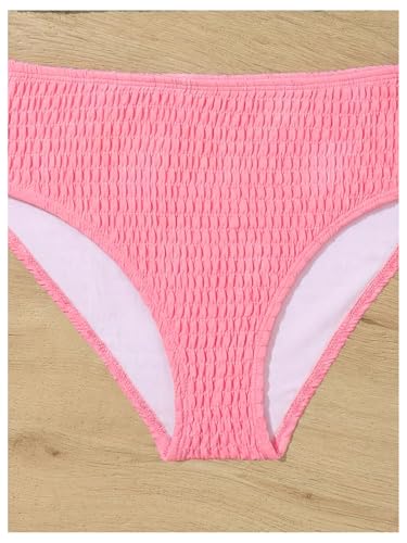 Image of RoseSeek Girl's Tie Dye Smocked 2 Piece Swimwear Sets Backless Cute Bikini