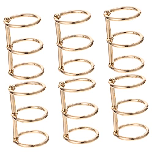 DIKACA 6 Piezas Anillos de Encuadernación Portátiles de Aleación de Color Dorado Oficina Escuela y Doméstico