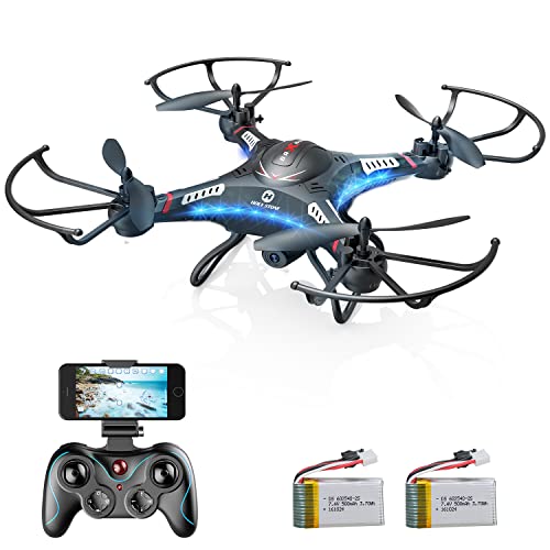 Holy Stone F183W Drohne mit Kamera 1080P für Kinder,RC Quadcopter mit 2 Akkus, WiFi FPV Live Übertragung,Handysteuerung,3D-Rollen,Not-Aus,Höhenhaltung,Kopflose Modus,One-Key-Start für Anfänger Jungen